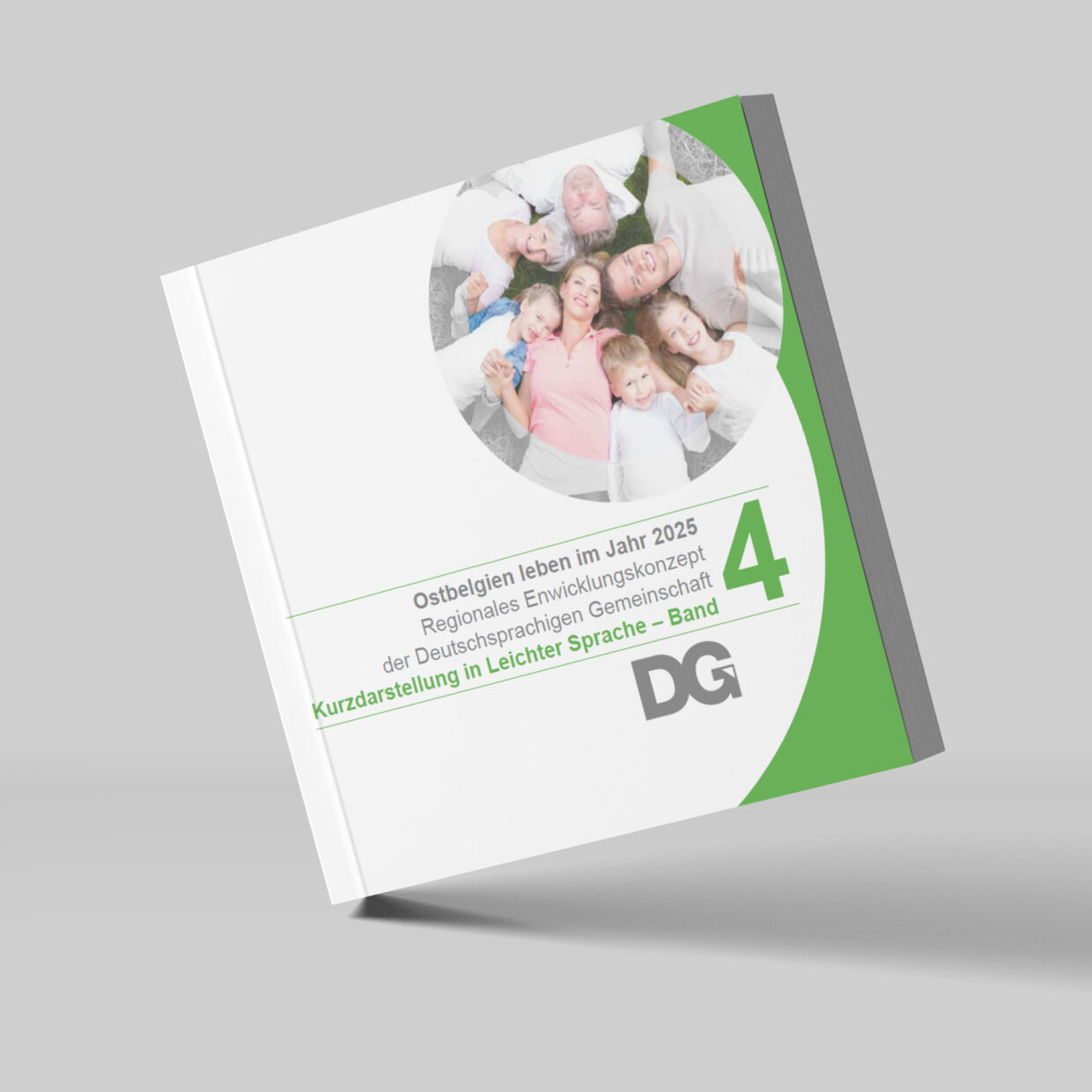 Die Vorderseite einer REK Broschüre. Die Broschüre hat rechts einen grünen Rand.